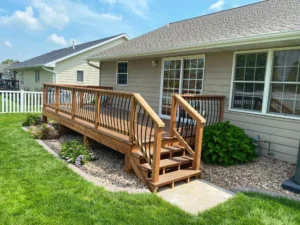 service wooden deck installed at backyard