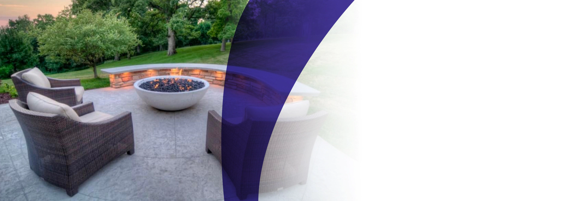 exterior fireplace and patio